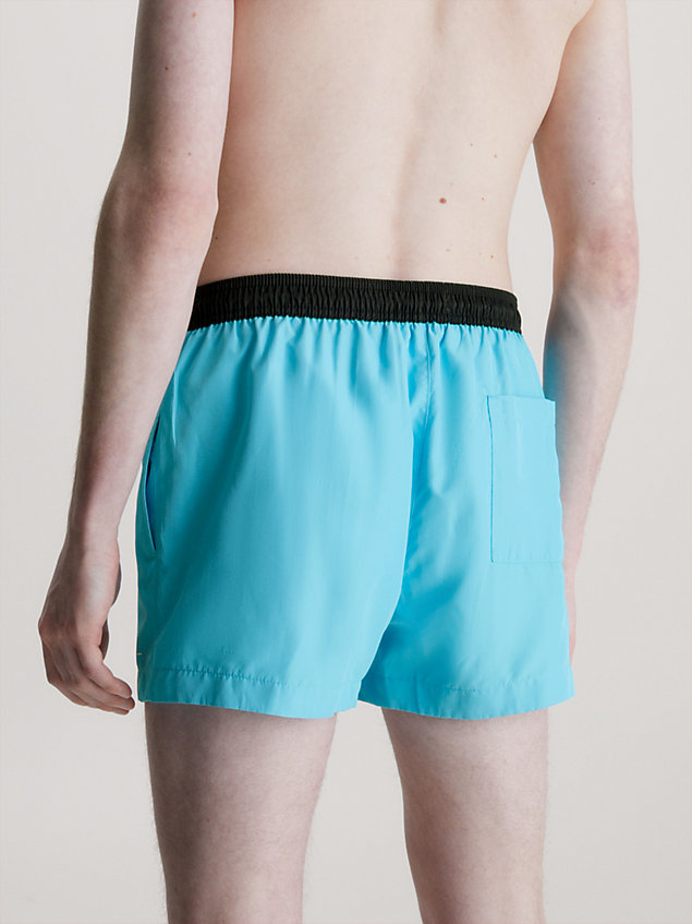 blue short drawstring swim shorts - ck monogram for men calvin klein