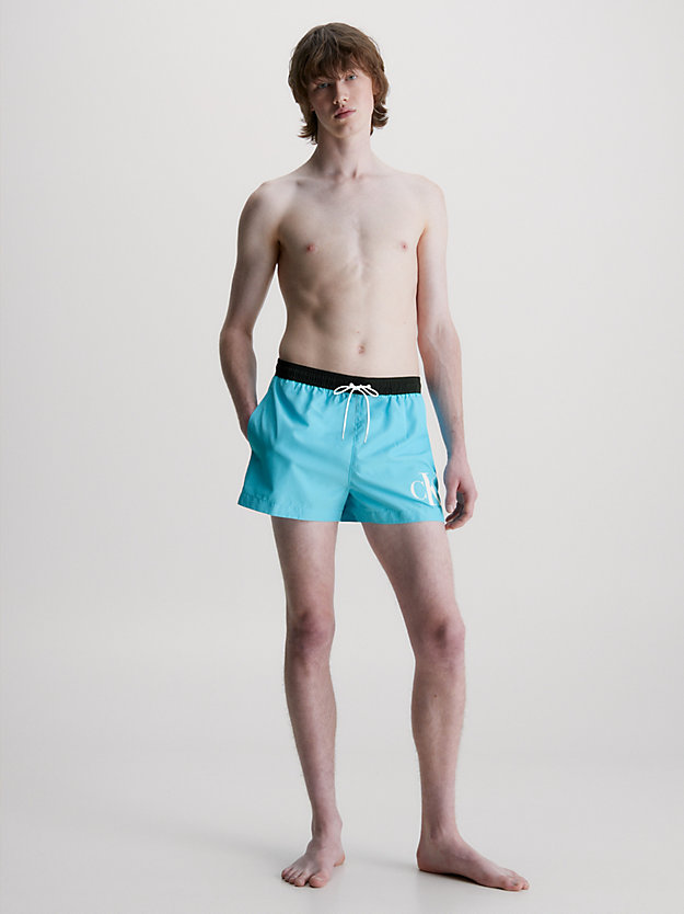 BLUE TIDE Short Drawstring Swim Shorts - CK Monogram for men CALVIN KLEIN