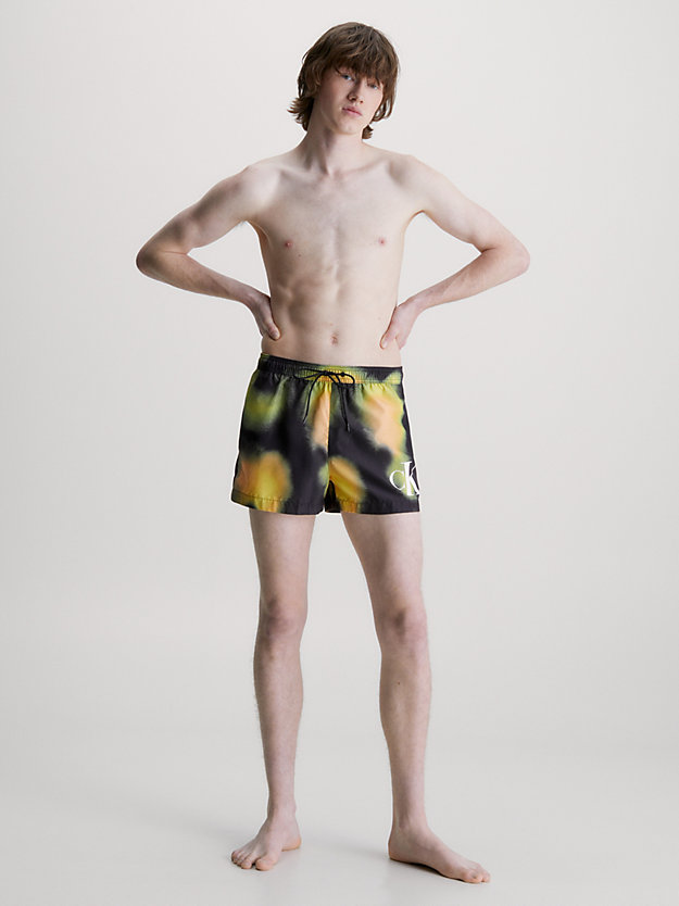 CK MONOGRAM SPRAYED AOP Short Drawstring Swim Shorts - CK Monogram for men CALVIN KLEIN
