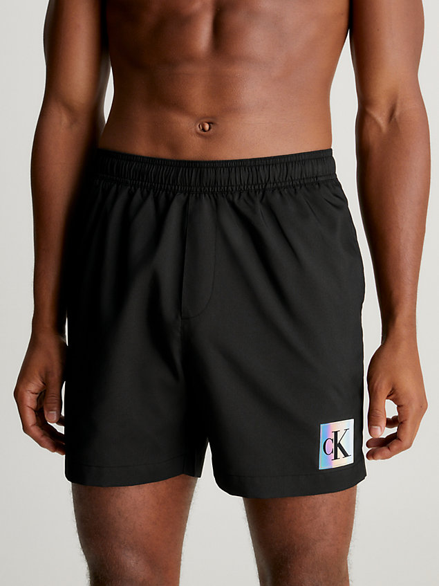 black medium drawstring swim shorts - ck festive for men calvin klein