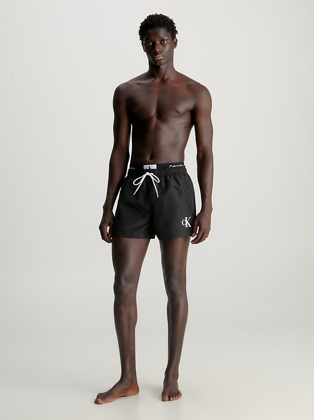 black double waistband swim shorts - ck96 for men calvin klein