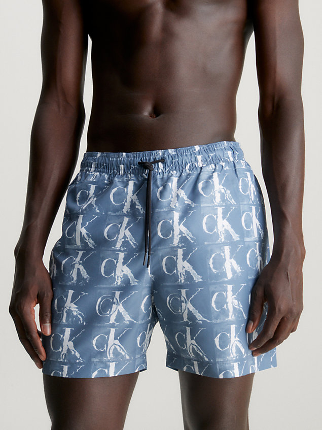 blue medium drawstring swim shorts - ck96 for men calvin klein