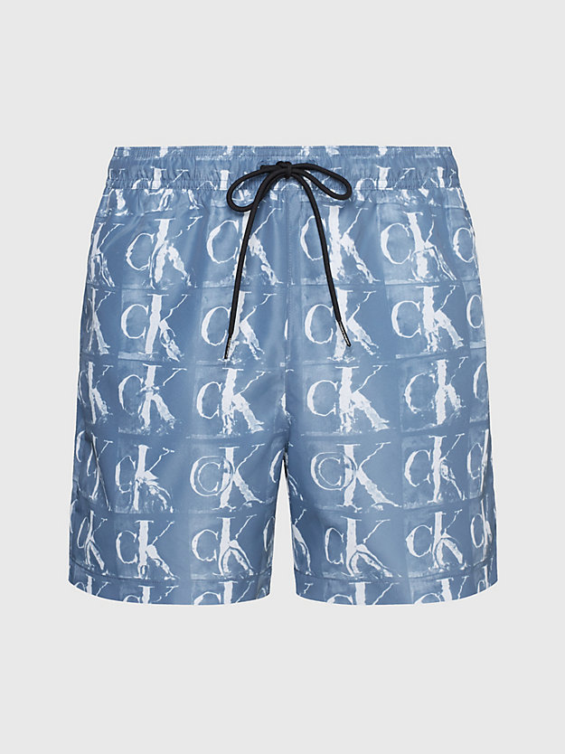 blue ripple ck aop medium drawstring swim shorts - ck96 for men calvin klein