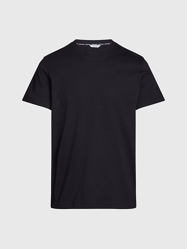 pvh black beach t-shirt - logo tape for men calvin klein
