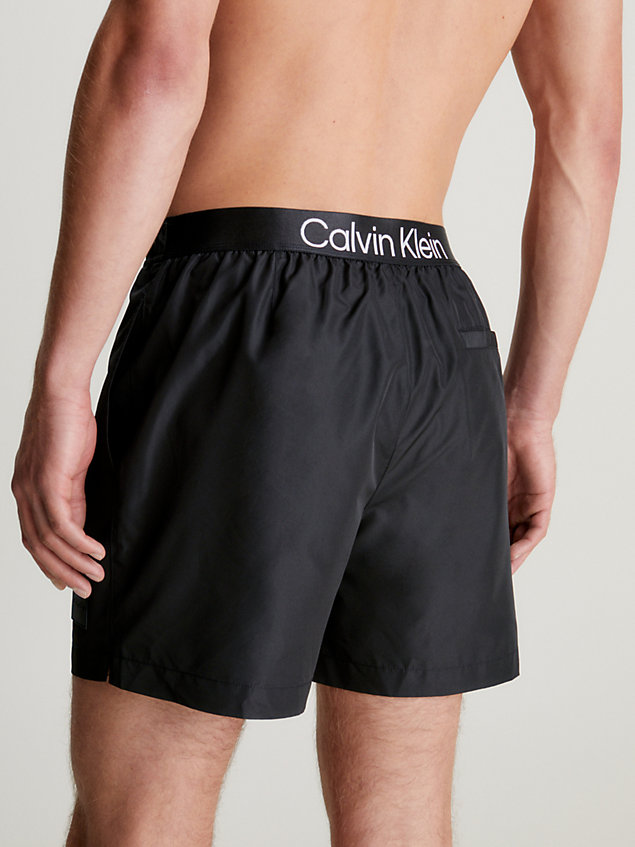 black medium drawstring swim shorts - steel for men calvin klein
