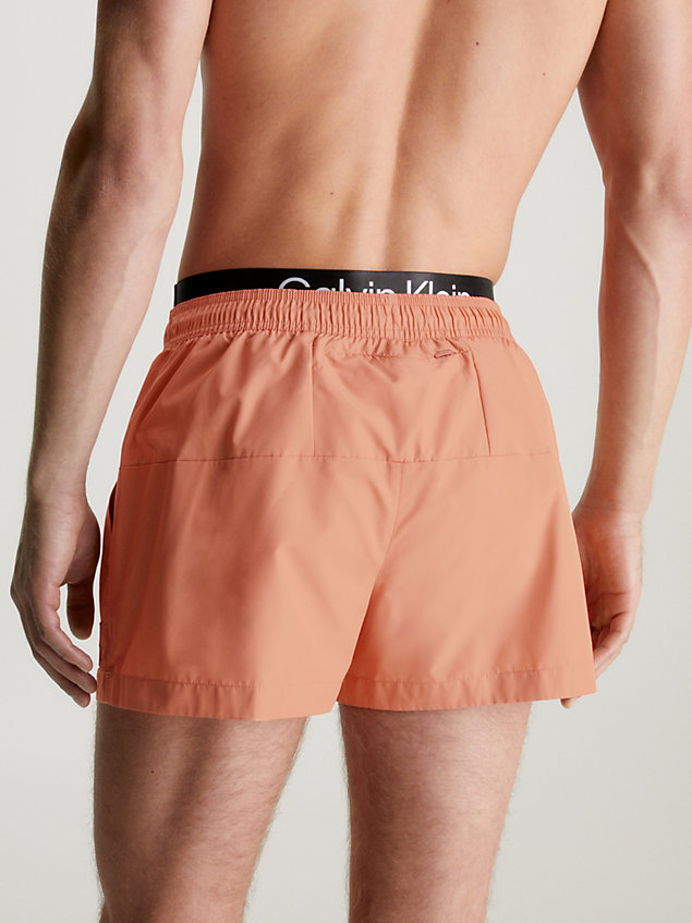 pink double waistband swim shorts - steel for men calvin klein