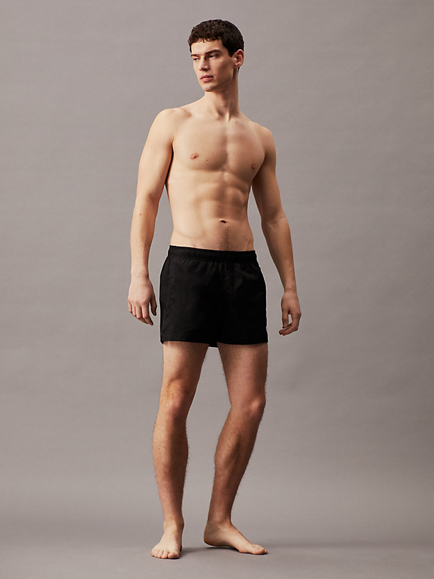 pvh black short drawstring swim shorts for men calvin klein