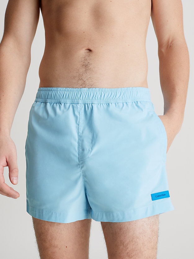 pleasant blue short drawstring swim shorts for men calvin klein