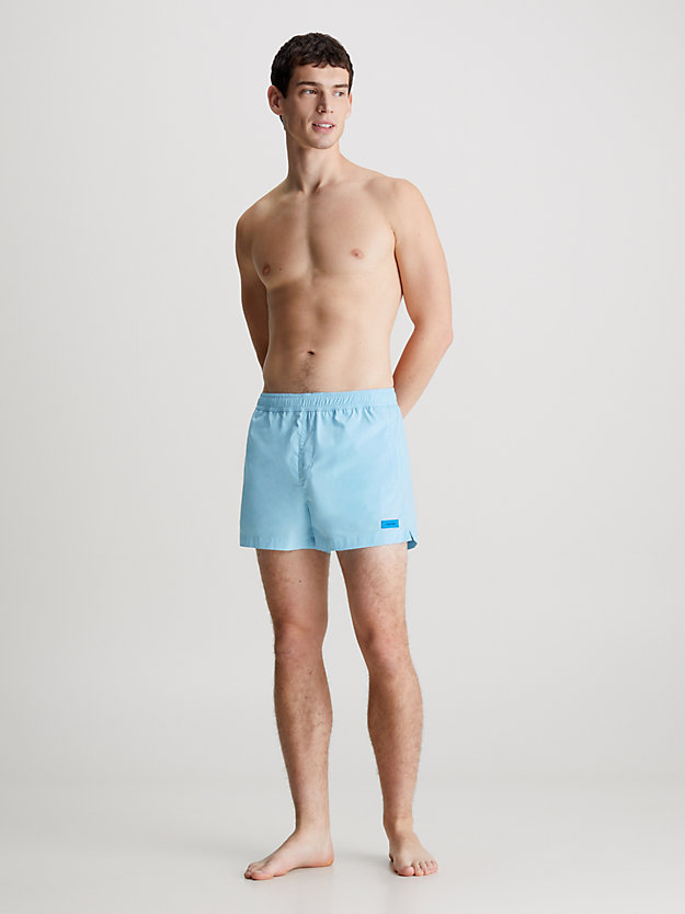 pleasant blue short drawstring swim shorts for men calvin klein