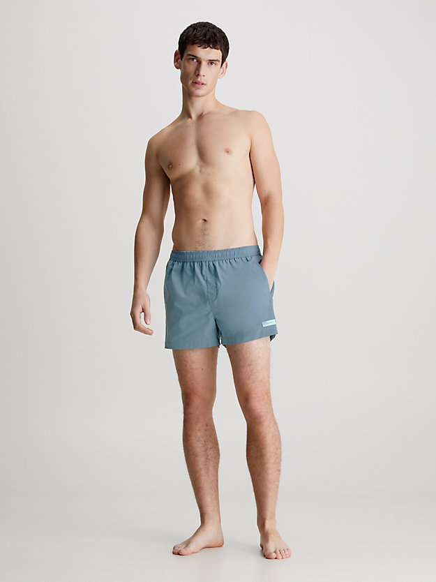 muted cerulean short drawstring swim shorts for men calvin klein