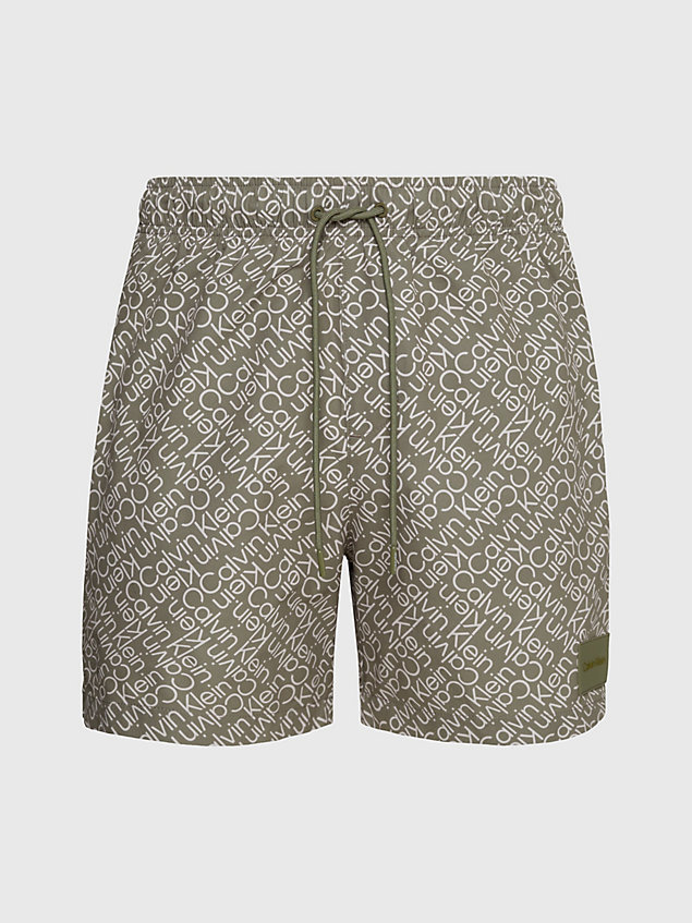 pantaloncini da bagno con cordoncino medio - ck print green da uomini calvin klein
