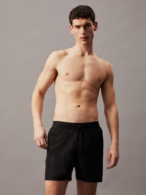 pvh black medium drawstring swim shorts - ck steel for men calvin klein