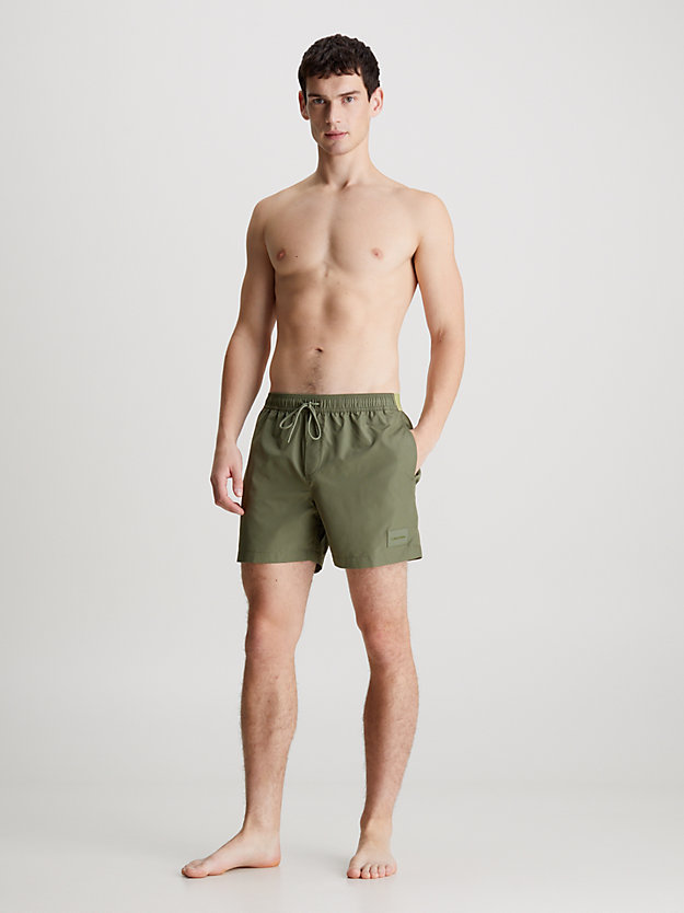 battle green medium drawstring swim shorts - ck steel for men calvin klein