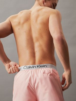 pale rosette medium drawstring swim shorts - ck steel for men calvin klein