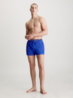 midnight lagoon double waistband swim shorts - ck steel for men calvin klein