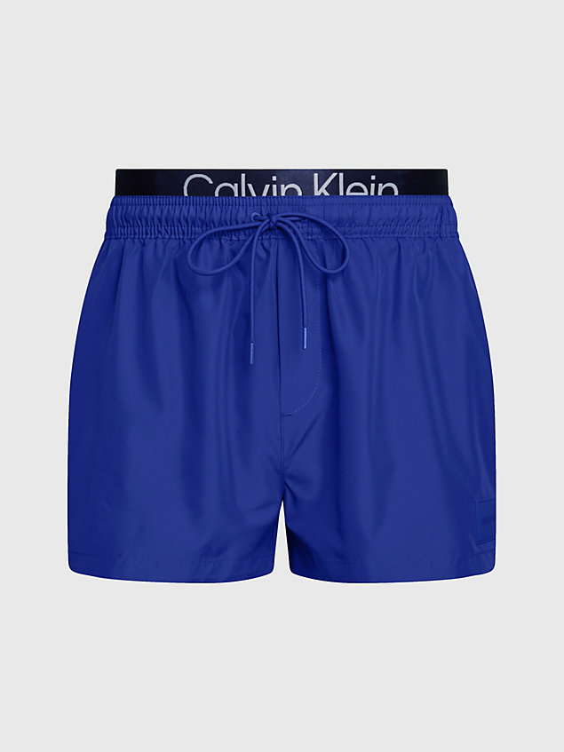 bañador corto con cinturilla doble - ck steel blue de hombres calvin klein
