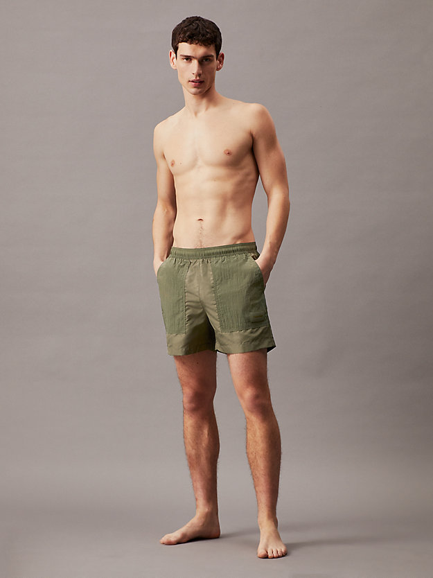 battle green ripstop medium drawstring swim shorts for men calvin klein