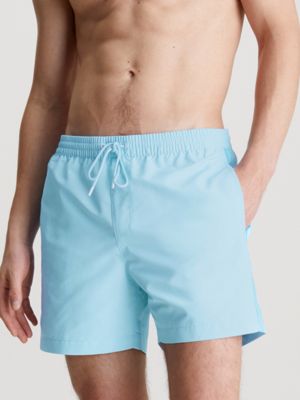 pleasant blue medium drawstring swim shorts - logo tape for men calvin klein