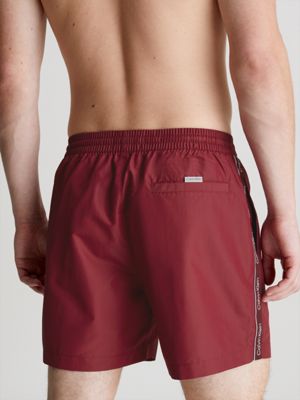 cordovan medium drawstring swim shorts - logo tape for men calvin klein