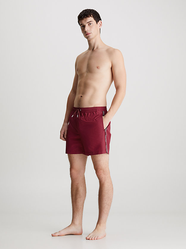 cordovan medium drawstring swim shorts - logo tape for men calvin klein