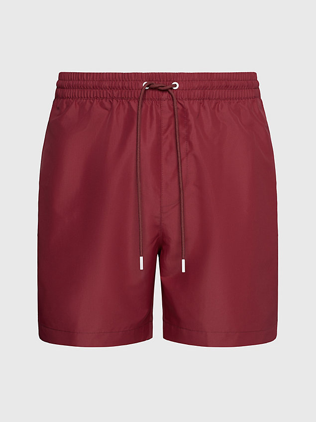 red medium drawstring swim shorts - logo tape for men calvin klein