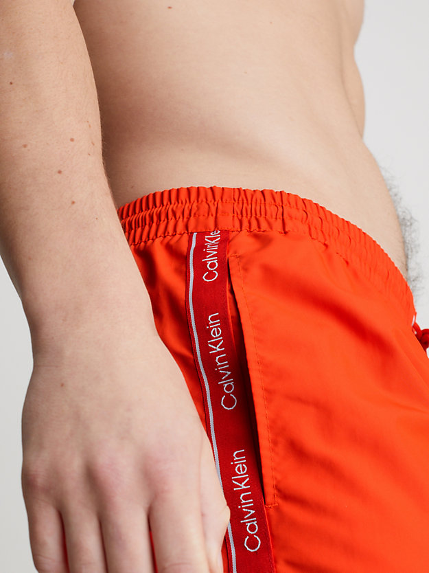 acid orange short drawstring swim shorts - logo tape for men calvin klein