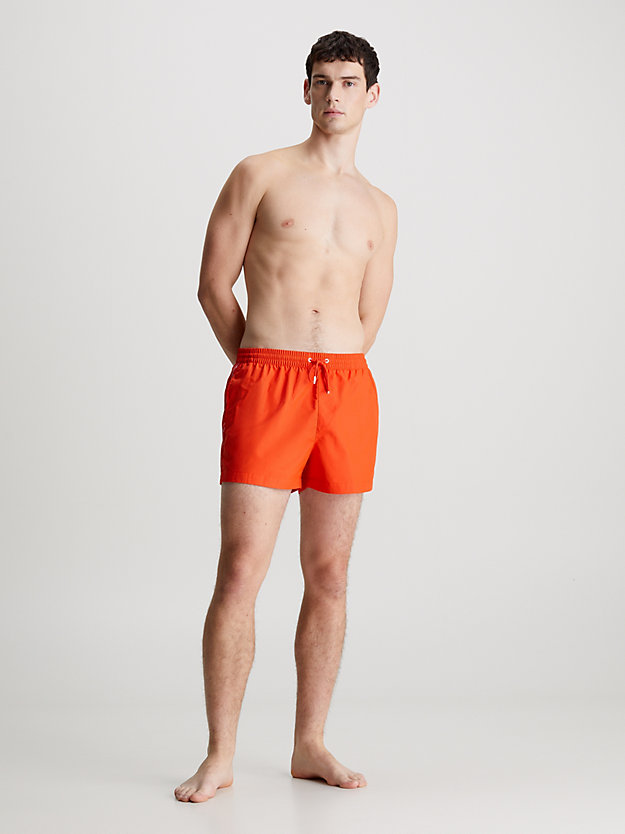 bañador corto con cordón - logo tape acid orange de hombres calvin klein