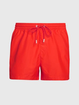 Short Drawstring Swim Shorts Logo Tape