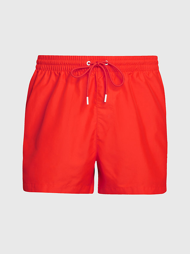 orange short drawstring swim shorts - logo tape for men calvin klein