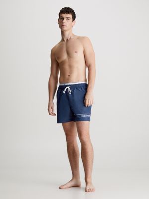 signature navy double waistband swim shorts for men calvin klein