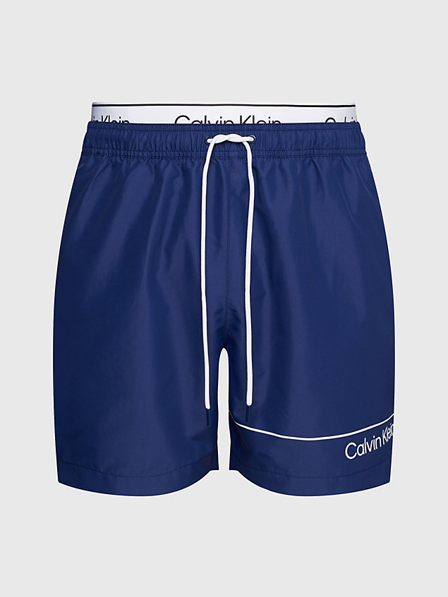 blue double waistband swim shorts for men calvin klein