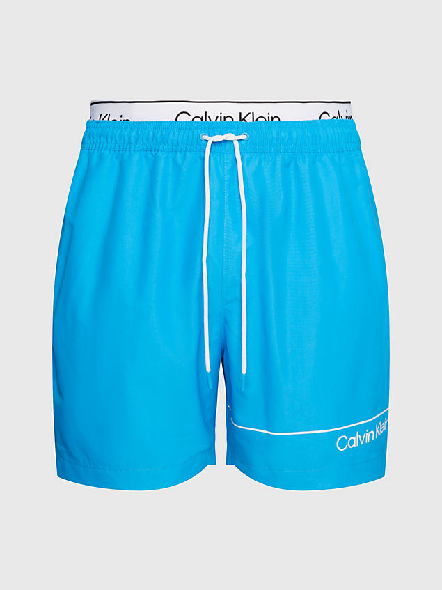blue double waistband swim shorts for men calvin klein