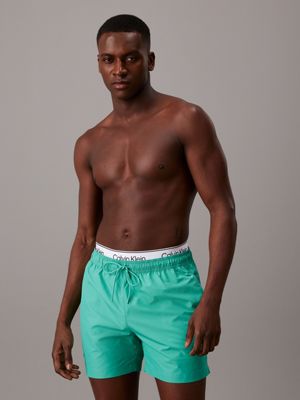 green double waistband swim shorts for men calvin klein