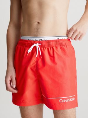 Calvin klein double on sale band swim shorts