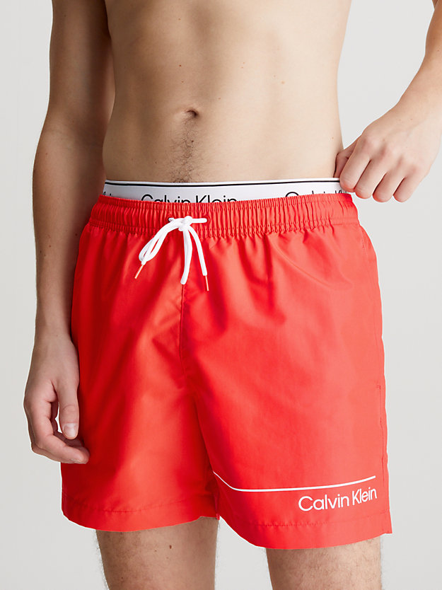 hot heat double waistband swim shorts for men calvin klein
