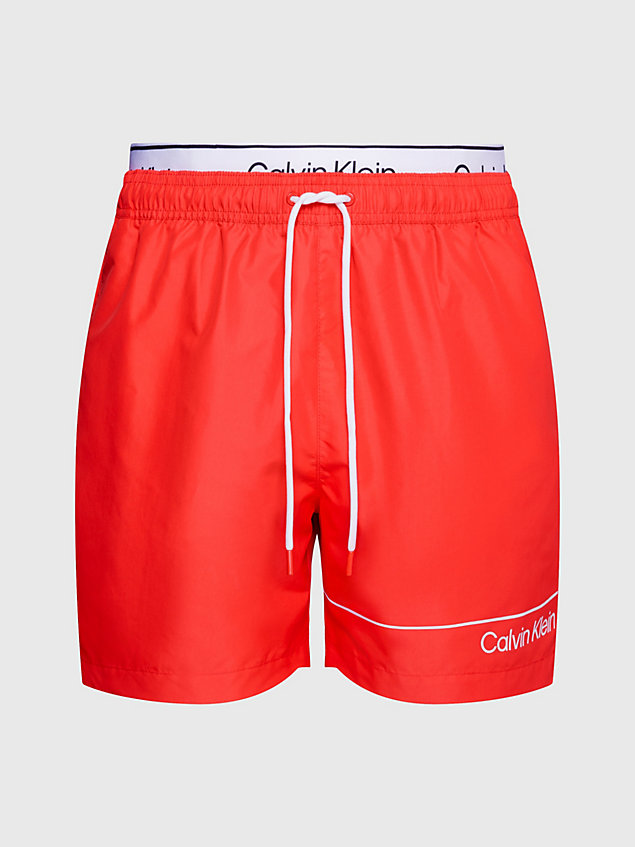 red double waistband swim shorts for men calvin klein