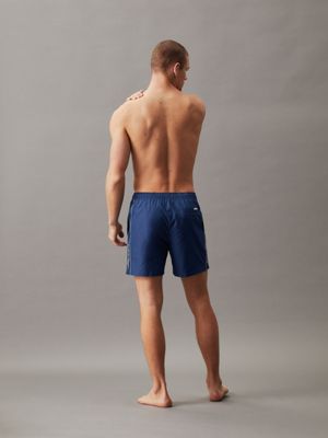 signature navy medium drawstring swim shorts for men calvin klein