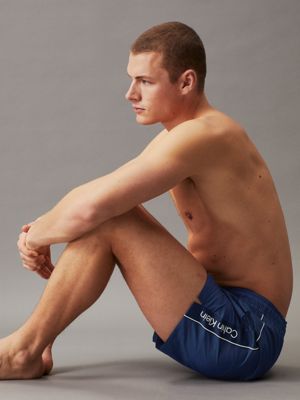 signature navy medium drawstring swim shorts for men calvin klein