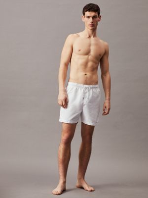 pvh classic white medium drawstring swim shorts for men calvin klein