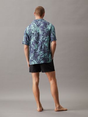 ck palm green/blue aop all-over printed beach shirt for men calvin klein