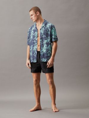 ck palm green/blue aop all-over printed beach shirt for men calvin klein