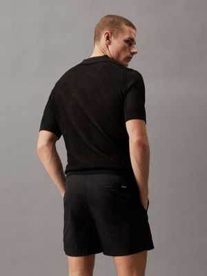 pvh black open knit beach polo shirt for men calvin klein