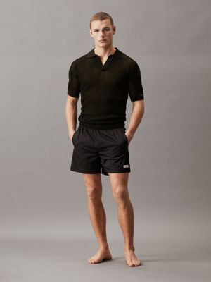 pvh black open knit beach polo shirt for men calvin klein