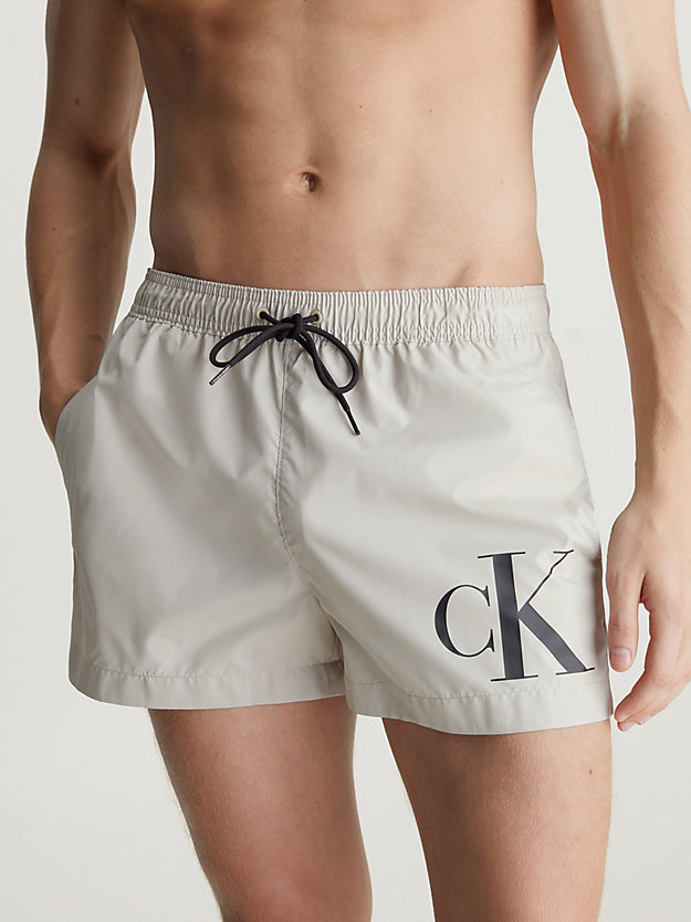 silver lining short drawstring swim shorts - ck monogram for men calvin klein