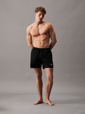 pvh black medium drawstring swim shorts for men calvin klein