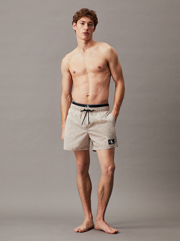nimbus cloud double waistband swim shorts - ck monogram for men calvin klein