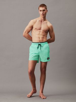 green badeshorts mit doppeltem bund - ck monogram für herren - calvin klein
