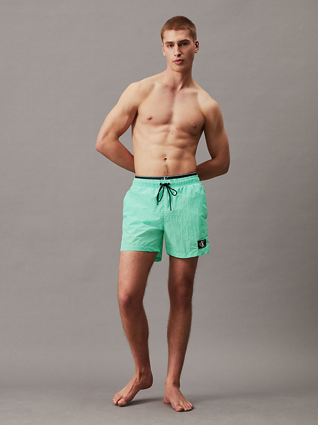 green double waistband swim shorts - ck monogram for men calvin klein