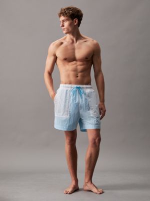 pixel blue medium drawstring swim shorts - ck monogram for men calvin klein