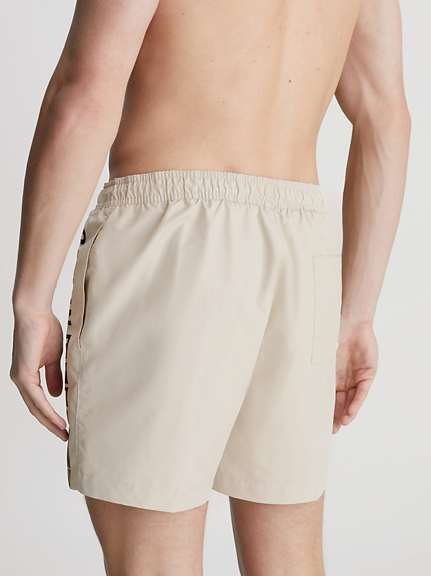 stony beige medium drawstring swim shorts - intense power for men calvin klein